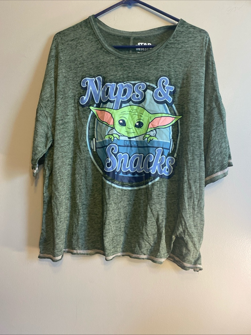 Baby Yoda Women’s 3XL Star Wars‎ Naps And Snack Shirt Green